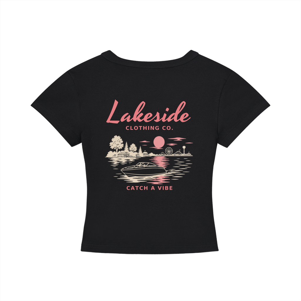 CATCH HER VIBE Cropped Tee - Black