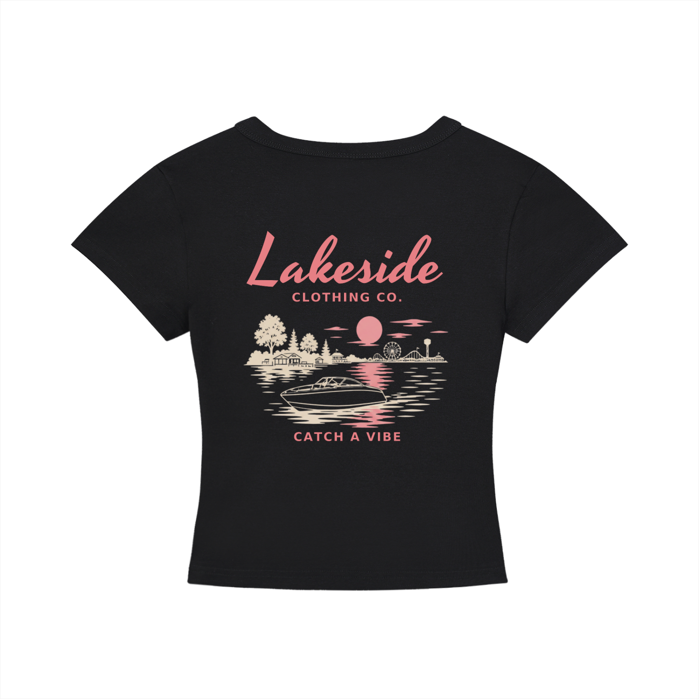 CATCH HER VIBE Cropped Tee - Black